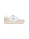 Autry 'medalist' White Low Top Sneakers With Beige Suede Details In White