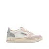 Autry Medalist Low Sneakers Super Vintage In White Rose And Blackboard Leather Shoes In Multi