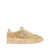 Autry Medalist Low Sneakers In Bronze Suede With Crystal Micro Rhinestones In Neutral