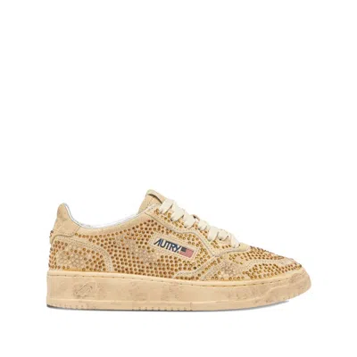 Autry Medalist Low Sue Strass Sneakers In Brown