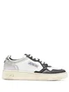 Autry Black And White 'medalist' Low Top Sneakers Distressed Effect In Cow Leather In Multicolor