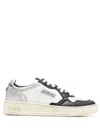 Autry Black And White 'medalist' Low Top Sneakers Distressed Effect In Cow Leather In Multicolor