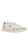 Autry Medalist White Low Top Sneakers With Beige Suede Details In Leather Man In Animal Print