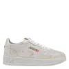 Autry Medalist Low Sneakers In Worn-out Effect Suede With Rhinestones In Neutral