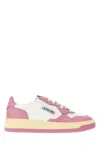 Autry Medalist Low Sneakers Bicolor In White And Polignac Leather Shoes In Pink