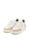 Autry Medalist Low Sneakers In White Leather And Rose Cannel Suede Shoes In Pink