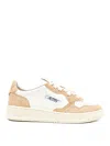 Autry 'medalis Low' Sneakers In White Leather With Sand Suede Inserts In Multi