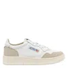 Autry Medalist Low Sneakers In White Leather And Rose Cannel Suede Shoes In Neutral