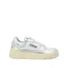 Autry Silver And White Low Top Sneakers With Logo Patch In Silver