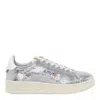Autry Sequined Low Top Sneakers With Fabric Upper In Silver