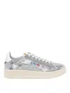 Autry Sequined Low Top Sneakers With Fabric Upper In Silver
