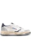 Autry White Logo Lace Up Sneakers In Silver/space