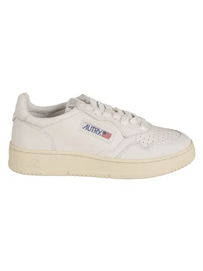 Autry Medalist Perforated Leather Sneakers In White Leather