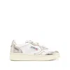 Autry Womens Gold Comb Medalist Leather Low-top Trainers In White