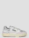 Autry Silver And White Low Top Sneakers With Logo Patch In Metallic Leather Woman In White