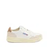 Autry Medalist Low Sneakers In White And Brown Sugar Suede And Leather In Neutral