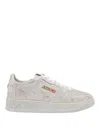Autry Medalist Low Sneakers In Worn-out Effect Suede With Rhinestones In White