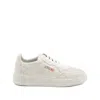 Autry Medalist Low Sneakers In Worn-out Effect Suede With Rhinestones In White