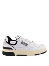 Autry White Low Top Sneakers With Black Details And Logo Patch In Leather And Suede Man In White