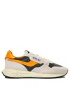 Autry White And Orange Suede And Nylon Reelwind Low Sneakers In White