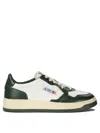 Autry Medalist Low Two Tone Sneakers In White And Mountain Green Leather In Black