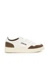 Autry Medalist Low Sneakers In Goatskin And Suede In White, Brown