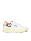 Autry Low Top Sneakers With Contrast Heel Tab In White, Green, Orange
