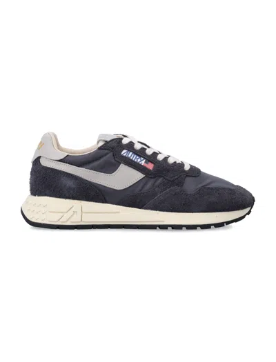Autry Reelwind Low Sneakers In Nylon And Suede In Black