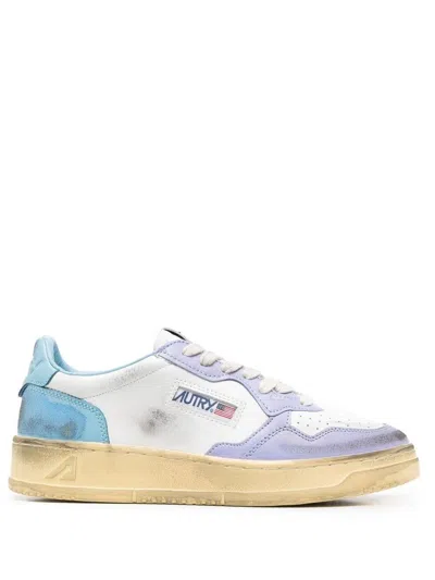 Autry Super Vintage Distressed Leather Sneakers In Multi