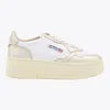 Autry Low Top Leather Sneakers With Metallic Panels In Gold
