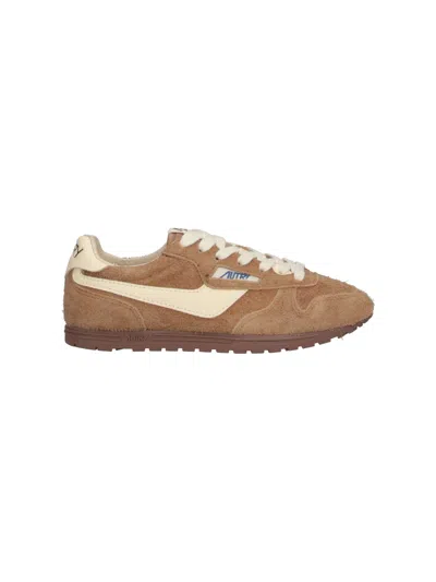 Autry Brushed Suede And Leather Sneakers In Multi