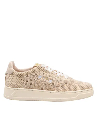 Autry Sneakers With Breathable Perforated Fabric Upper Made With Flyknit Technology In Neutral
