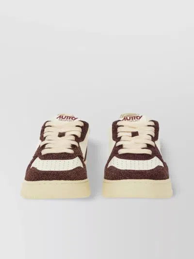 Autry Sneakers With Contrast Panels And Perforated Toe In Neutral