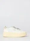 Autry Medalist Low Sneakers In White Leather With Silver Lurex Details In Neutral