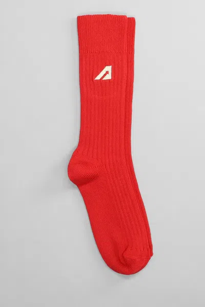 Autry Socks In Red Cotton In Rosso