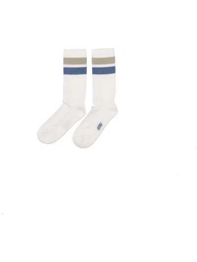 Autry Socks Main Unisex R8 S1 Stripes Cream/sky In White