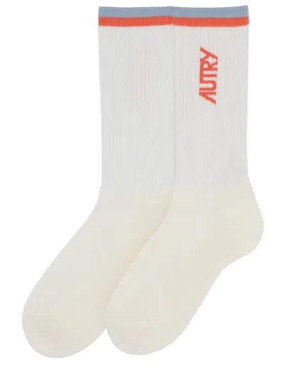 Autry Socks With Logo In White