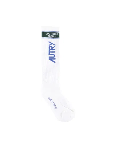 Autry Socks With Logo In White Black