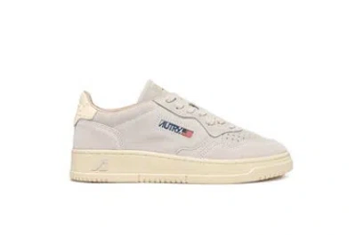 Autry Soft Grey Suede Sneakers With Perforated Upper