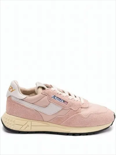 Autry Reelwind Low Sneakers With Soft Suede Upper In Pink