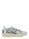 Autry Sequined Low Top Sneakers With Fabric Upper In Silver