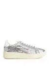 Autry Sequined Low Top Sneakers With Fabric Upper In Silver