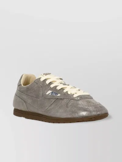 Autry Sparkling Low Top Leather Sneakers In Gray
