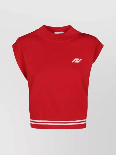 Autry Sporty Cap Sleeve Top With Striped Trim In Red