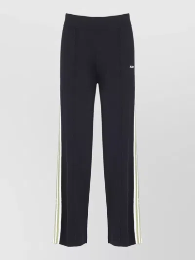 Autry Straight Leg Viscose Trousers Contrasting Bands In Blue