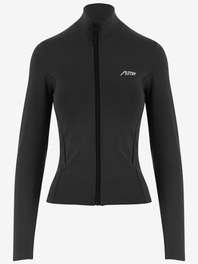 Autry Stretch Nylon Sweatshirt With Logo In Black