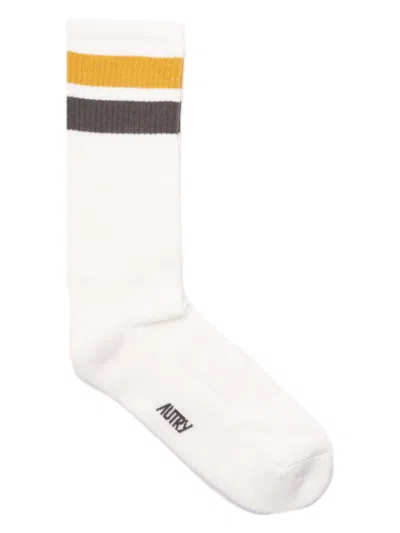 Autry Stripe-detail Socks In Beige