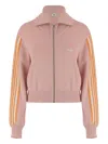 Autry Viscose Blend Jacket With Embroidered Logo And Contrasting Stripes In Pink