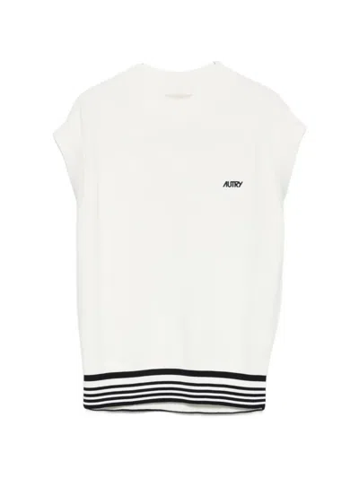 Autry Stripe-detailed Knitted Vest In White