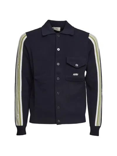 Autry Striped Knit Shirt In Blue